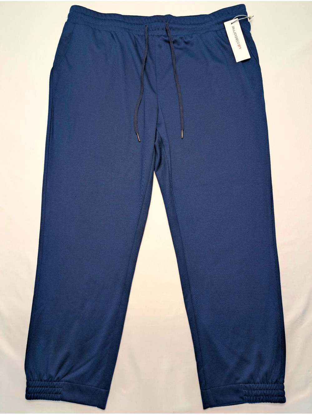 NWT Liz Claiborne Navy Jogger Pants Drawstring Elastic Waist Stretch Sz XL